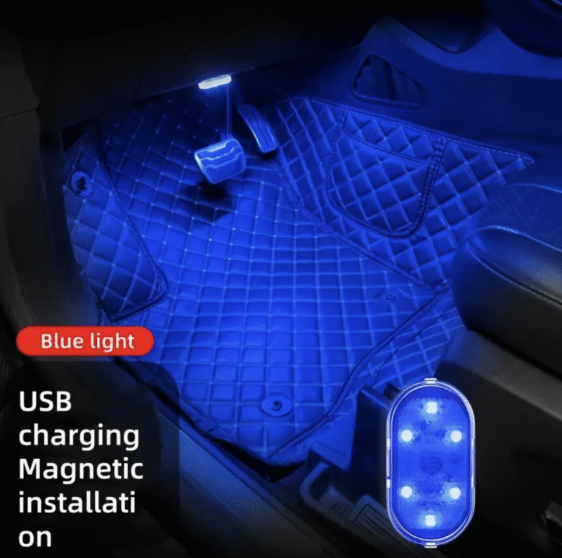 LED Touch Light – BLUE Ambient Wireless Car Interior Light | Roof Reading & Decorative Lamp | USB Rechargeable & Easy to Install